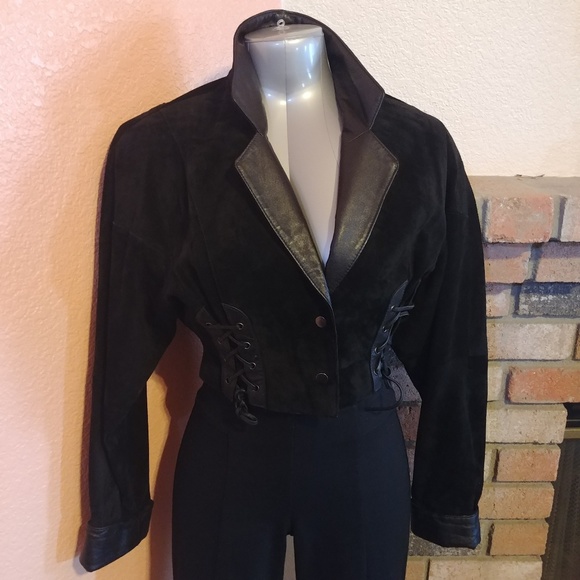 Suede/Trim in Leather Moto Jacket - Picture 2 of 8